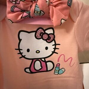 Sanrio Hello Kitty Pink Bodysuit with Glitter Bow Accent
